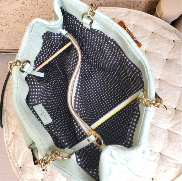 Kate Spade Elena Astor Court Mint Green Quilted Leather Shoulder Tote Bag Large - Picture 5 of 16